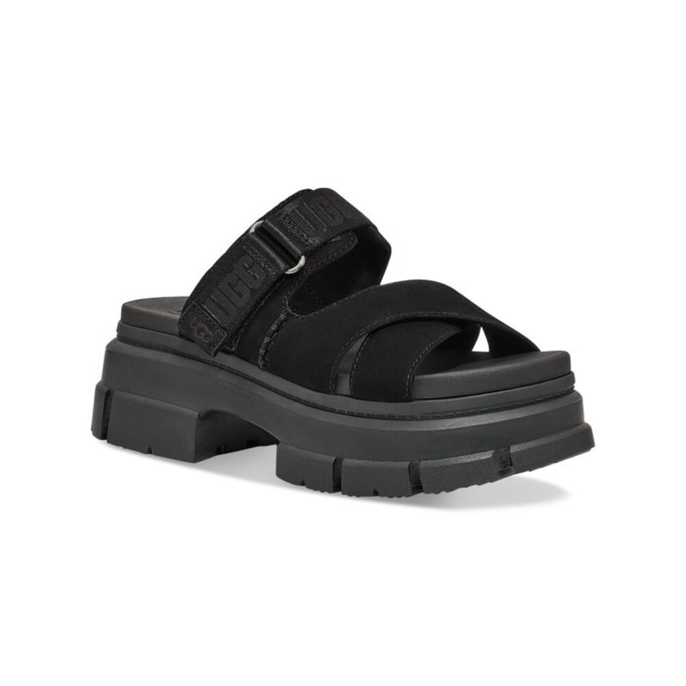 UGG Womens Black Straps 2Platfrom Ashton Open Slip On Slide Sandals Shoes 11 - Picture 1 of 4
